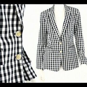 Gingham blazer, Banana Republic, blue & wh…